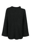 Solid Color Cold Shoulder Long Sleeve Sweater