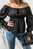 Tiny Floral Square Neck Front Tie Long Sleeves Shirts