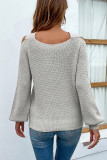 Crisscross Halter Cold Shoulder Lantern Sleeve Sweater 
