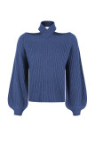 Cold Shoulder Halter Plain Knit Sweaters