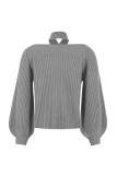 Cold Shoulder Halter Plain Knit Sweaters