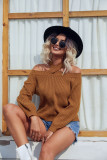 Cold Shoulder Halter Plain Knit Sweaters