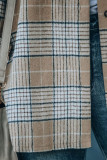 Plaid And Stripes Turndown Collar Button Pocket Shirt 