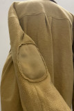 Elbow Patchwork Plain Pocket Fleece Jackets 