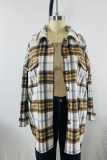Plaid Lapel Button Shacket With Pockets