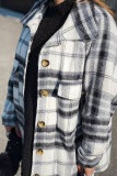 Plaid Lapel Button Shacket With Pockets
