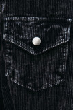 Plain Corduroy Open Button Long Jackets