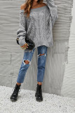 Off Shoulder Cable Knit Hollow Loose Sweater 