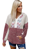 Tribal Chevron Color Block Hooded Sweatshirt with Kangaroo Pocket