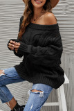 Off Shoulder Cable Knit Hollow Loose Sweater 