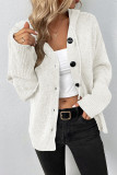 Plain Open Button Drawstring Hooded Sweater Cardigans