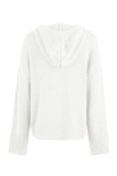 Plain Open Button Drawstring Hooded Sweater Cardigans
