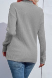 Long Sleeve Turtleneck Cut Out Sweater 