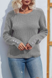 Plain Button Cuff Long Sleeves Knit Sweaters
