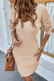 Hollow Out Beads V Neck Sweater Dress
