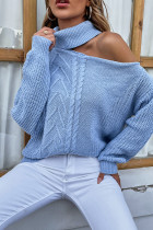 Cable Knit Cut Out Shoulder Pullover Sweaters