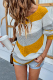 Middle Seam Striped Color Block Pullover Sweaters