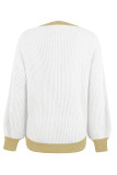 Lantern Sleeve Splicing Button Pullover Sweater 