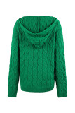 Cable Knit V Neck Hoodies Sweater 