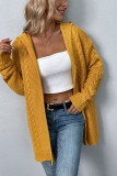 Plain Cable Knit Front Open Sweater Cardigans with Hood