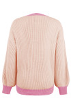 Lantern Sleeve Splicing Button Pullover Sweater 