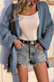 Bubble Knit Sleeves Front Open Sweater Cardigans