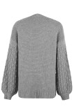 Bubble Knit Sleeves Front Open Sweater Cardigans