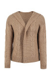 Cable Knit Open Front Cardigan With Hood 