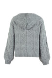 Cable Knit Front Open Hood Cardigan 