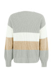 V Neck Color Block Cable Knit Sweaters