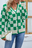 Plaid Front Open Button Sweater Cardigans
