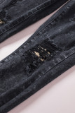 Leopard Patchwork Distressed Skinny Jeans