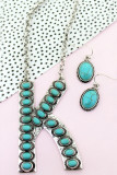 Turquoise Letters Necklace and Earrings Set