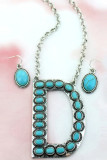 Turquoise Letters Necklace and Earrings Set