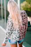 Leopard Colorblock Waffle Knit Henley Top