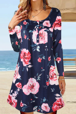 Button Down Ruched Floral Dress