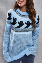 Ghost Patchwork Knitting Pullover Sweater 