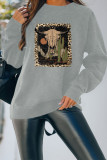 Leopard Bull Skull Print Sweatshirt Unishe Wholesale