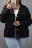 Black Plus Size Button Jacket 