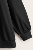Black Plus Size Drawstring Hoodie Sweatshirt