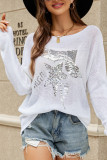 Sequin Star Patchwork Loose Knit Top