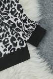 Plus Size Leopard Patchwork Long Sleeve Top