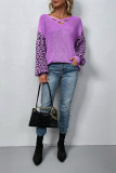 Leopard Lantern Sleeve Crosscriss Sweater 