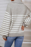 Stripes Splicing Lantern Sleeve Sweater 