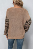 Leopard Lantern Sleeve Crosscriss Sweater 