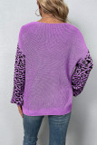 Leopard Lantern Sleeve Crosscriss Sweater 