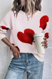 Heart Knitting Pullover Sweater 