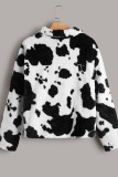 Cow Print Fleece Plus Size Coat 