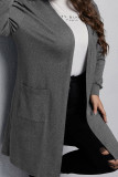 Plus Size Front Open Pocket Cardigan with Hood 