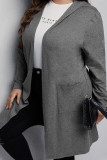 Plus Size Front Open Pocket Cardigan with Hood 